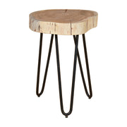 GHomeUK Acacia Wood Natural Brown Single Log Side Table - RERER